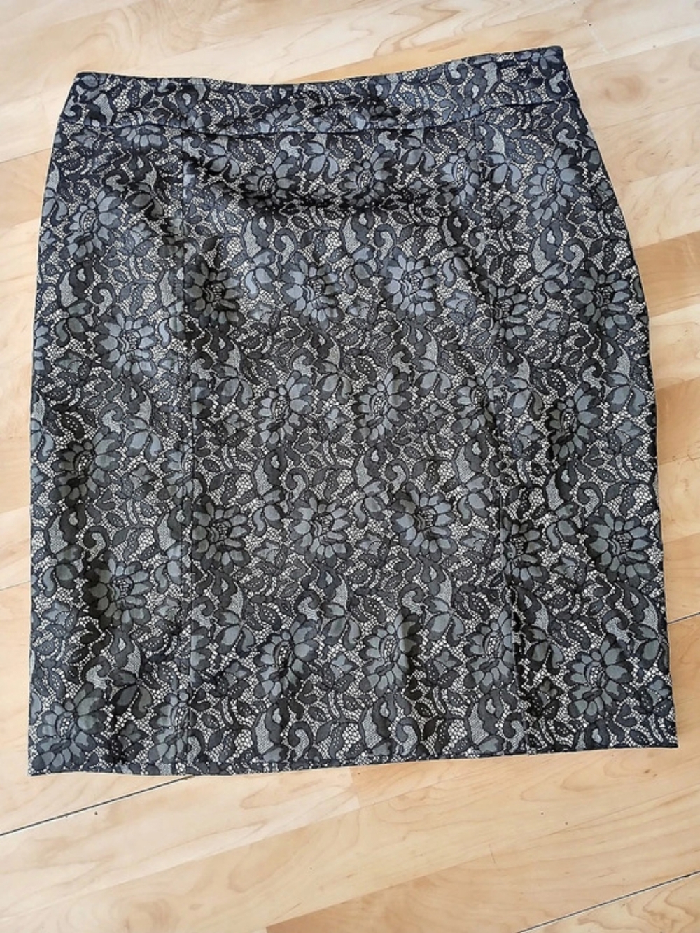 Worthington Woman Stretch Lace Pencil Skirt Black & Gray 16W